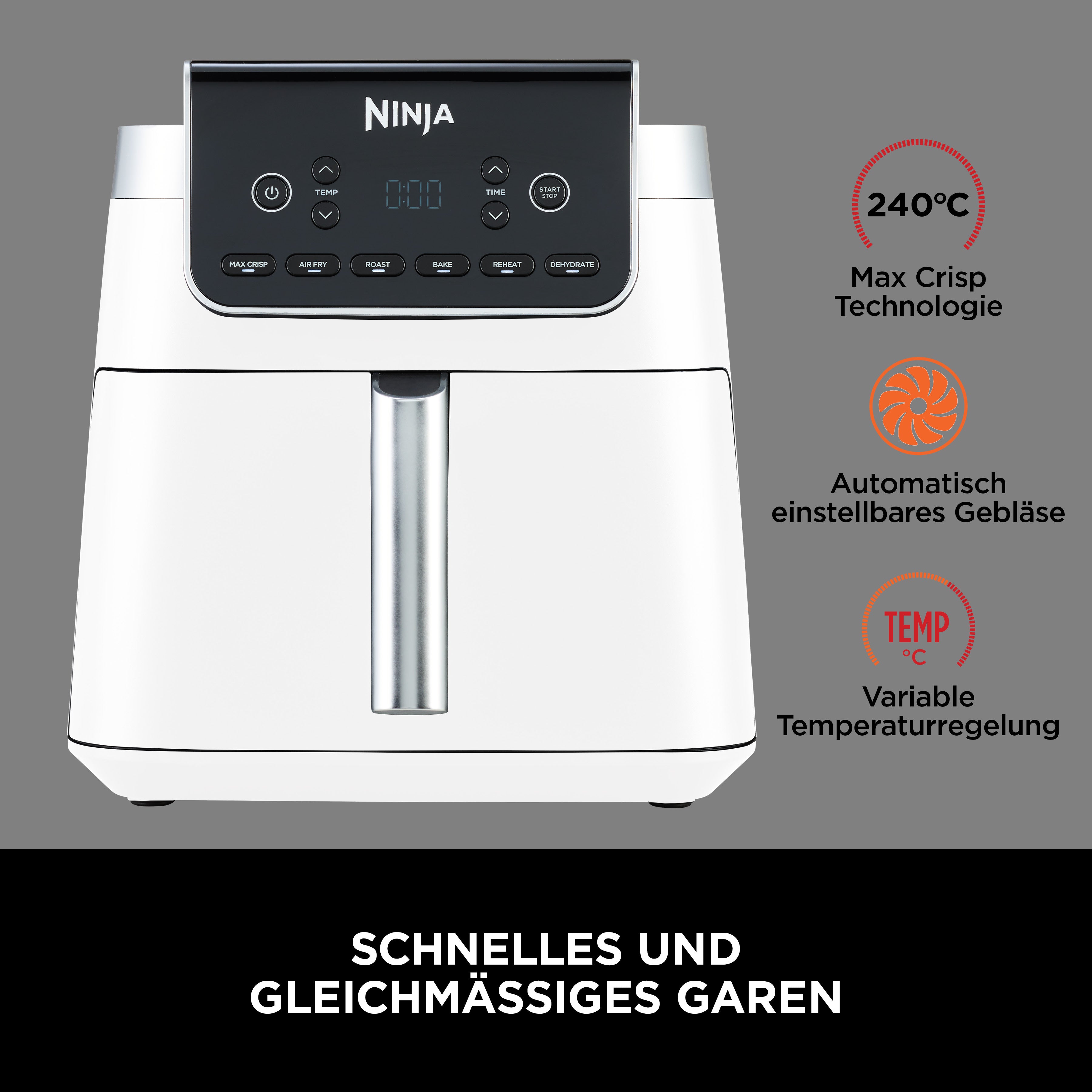 Ninja AF180CHWH Heissluftfritteuse Pro MAX