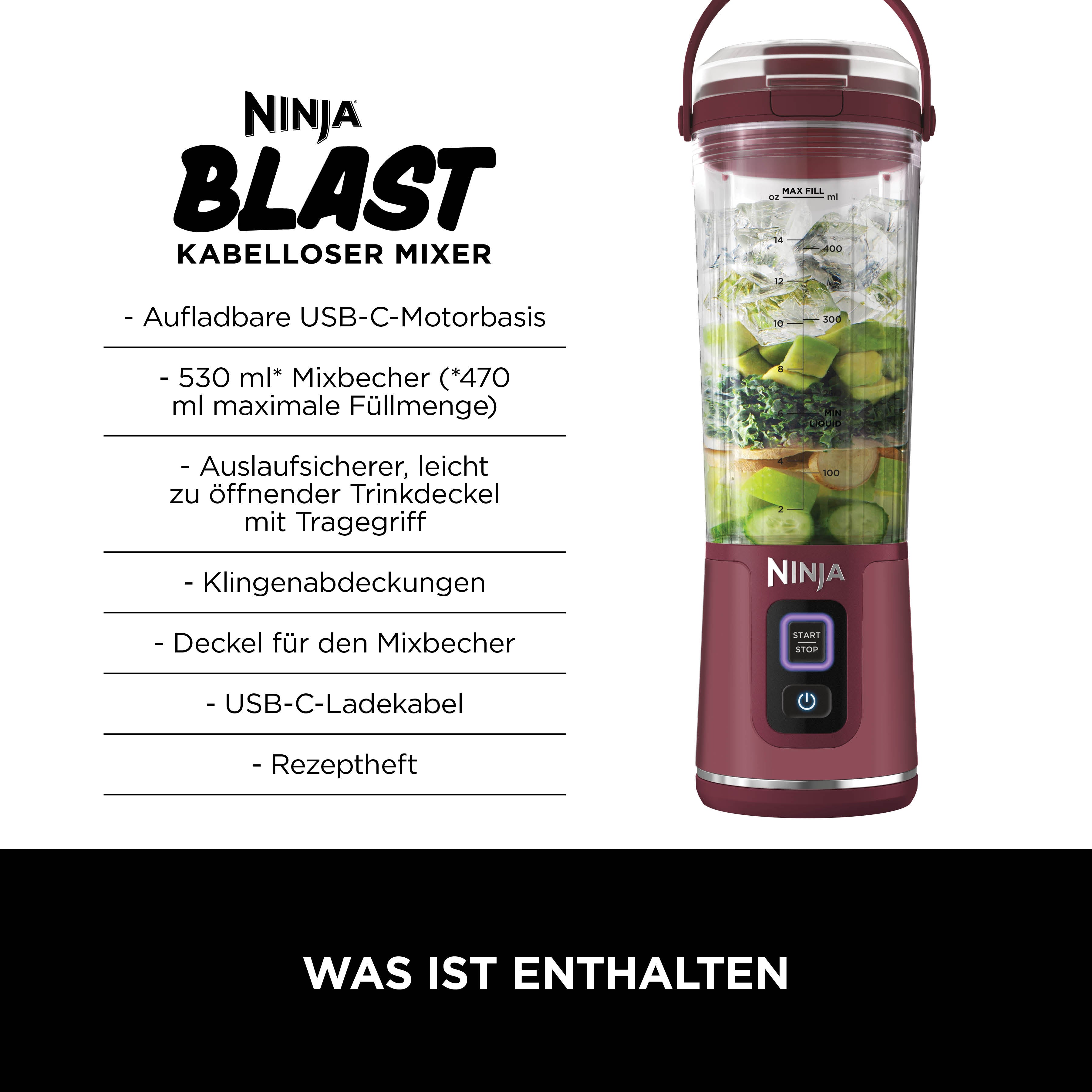 Ninja BC151EUCR Blast Kabelloser Mixer