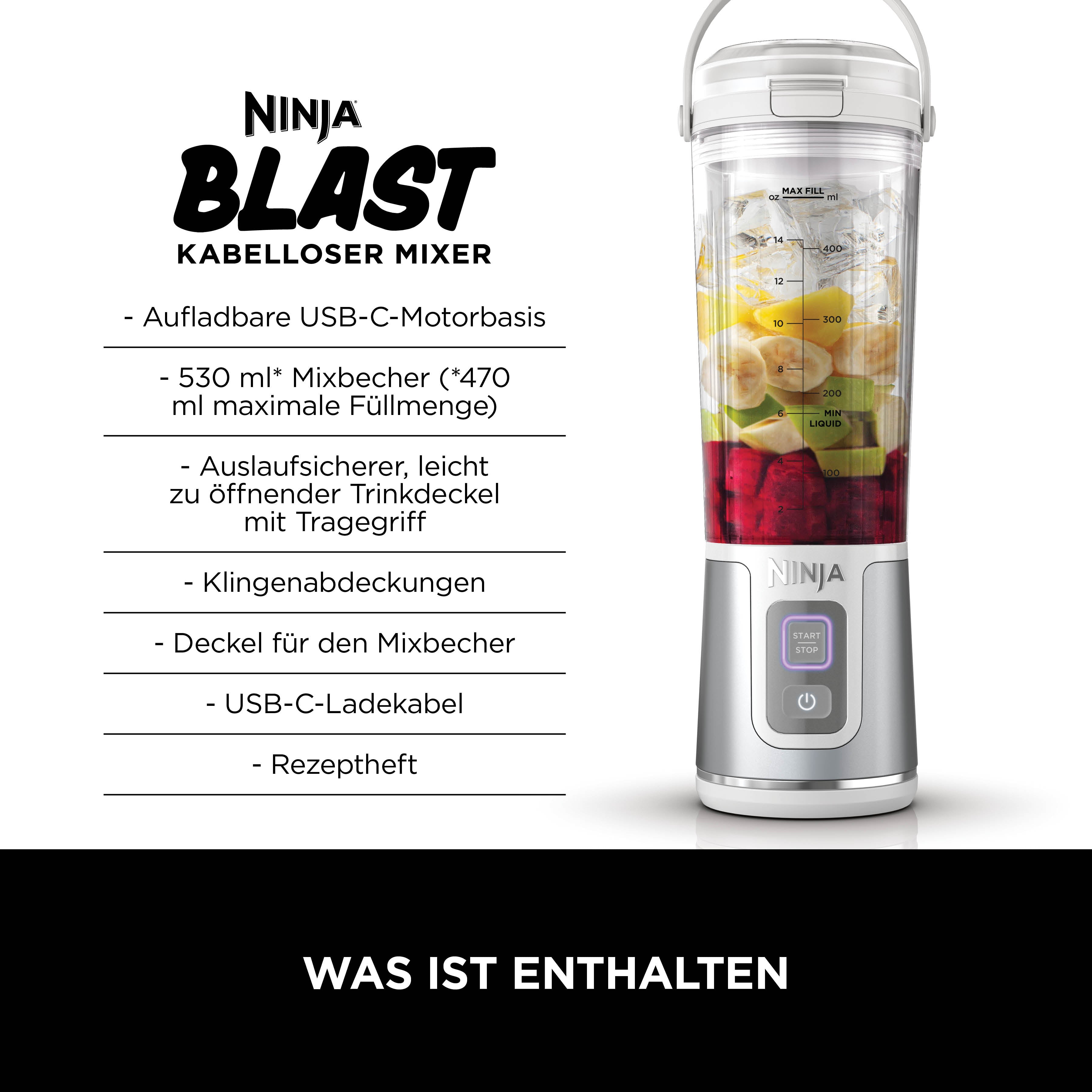 Ninja BC151EUWH Blast Kabelloser Mixer