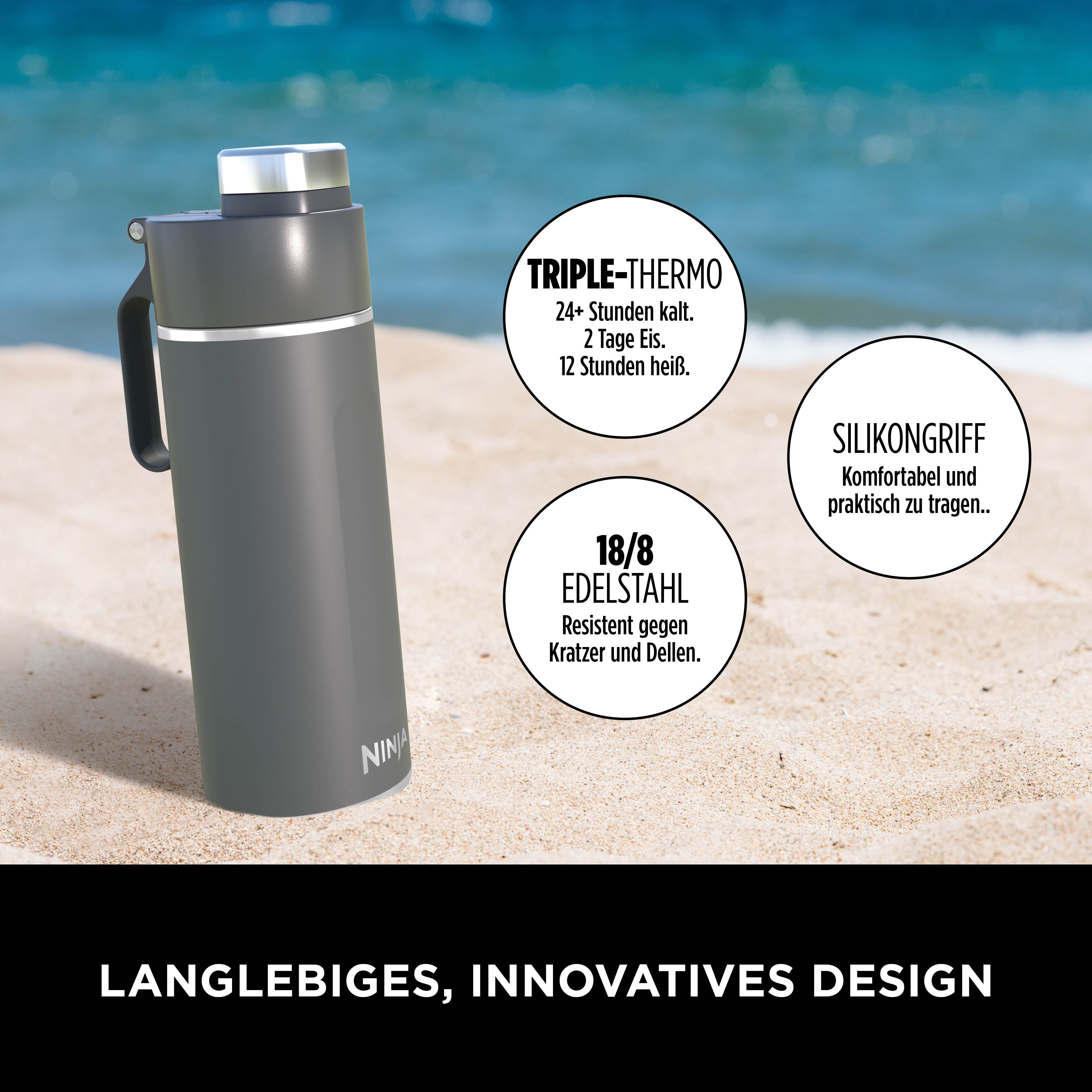 Ninja DW2401EUUKGY Thirsti 700 ml Reiseflasche