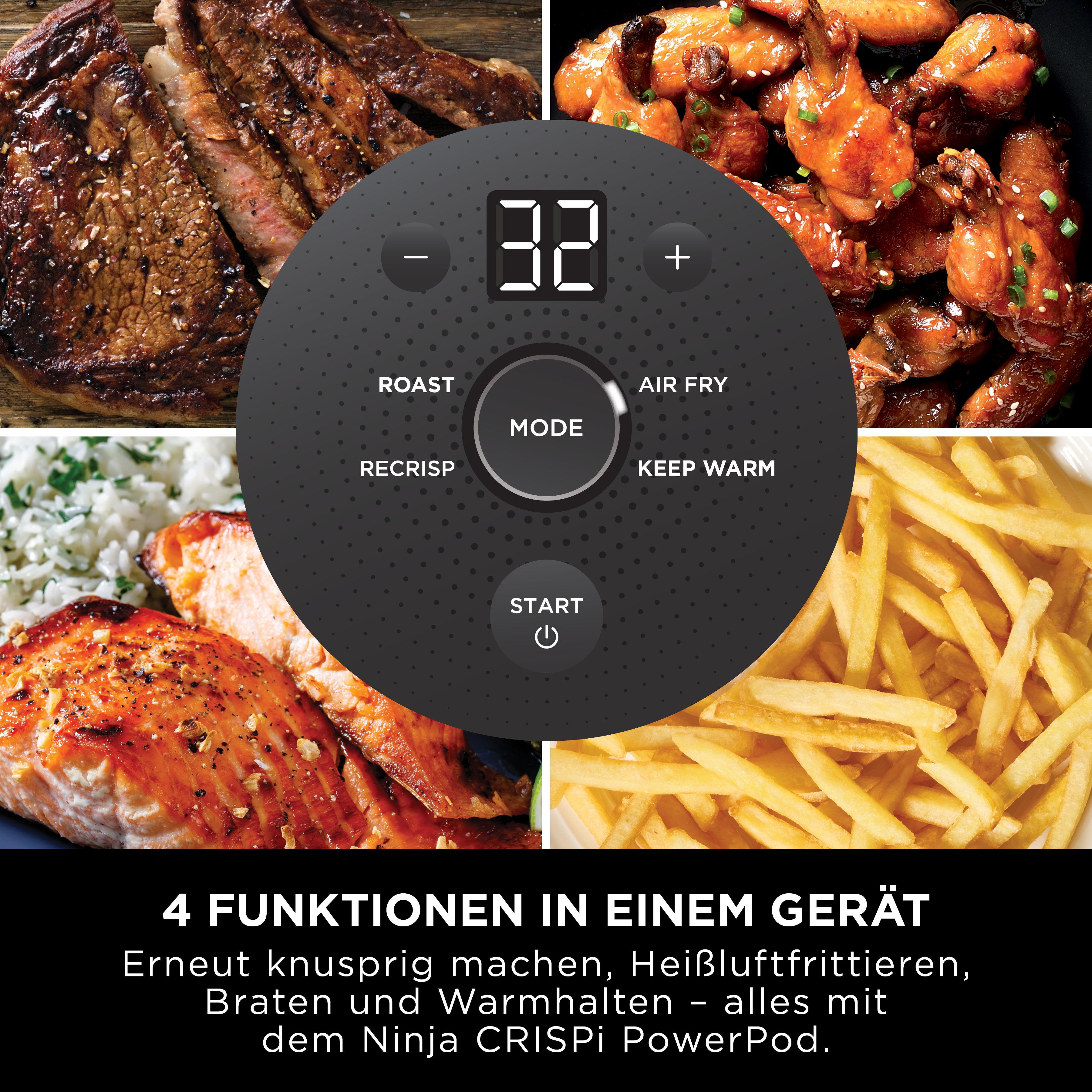 Ninja FN101CHGY Crispi 4-in-1 Heissluftfritteuse